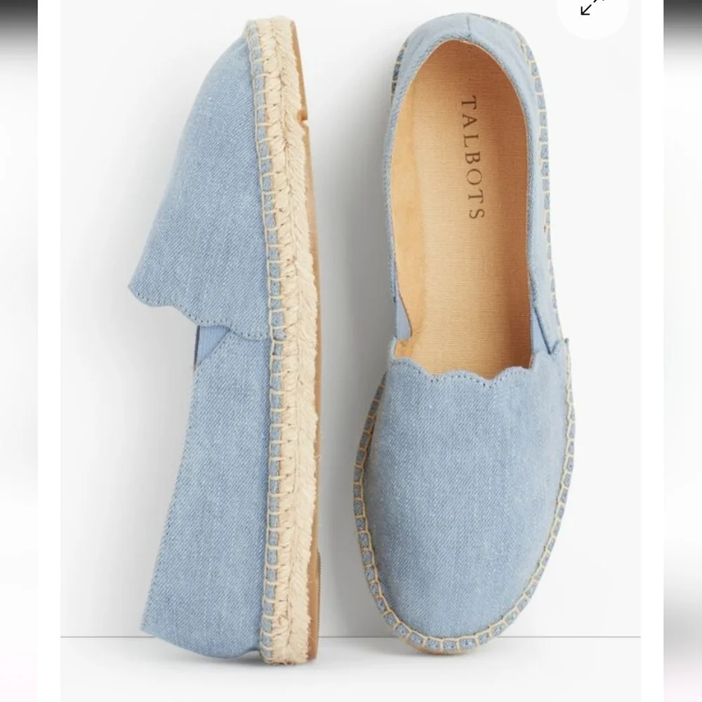 Talbots Sky Blue Denim Espadrille Loafers Flats Women's Size 9.5 NWOT
